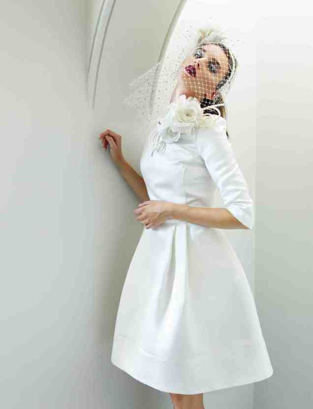 Beautiful Silk Duchesse 1950s inspired Short Simple Wedding Dress