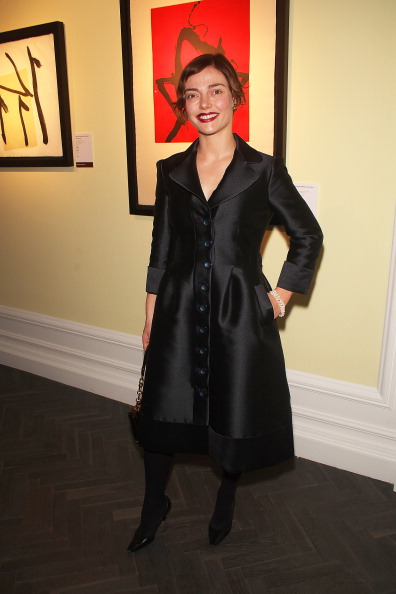 Camilla Rutherford wears the Suzannah Couture Coat Dress in Navy Blue