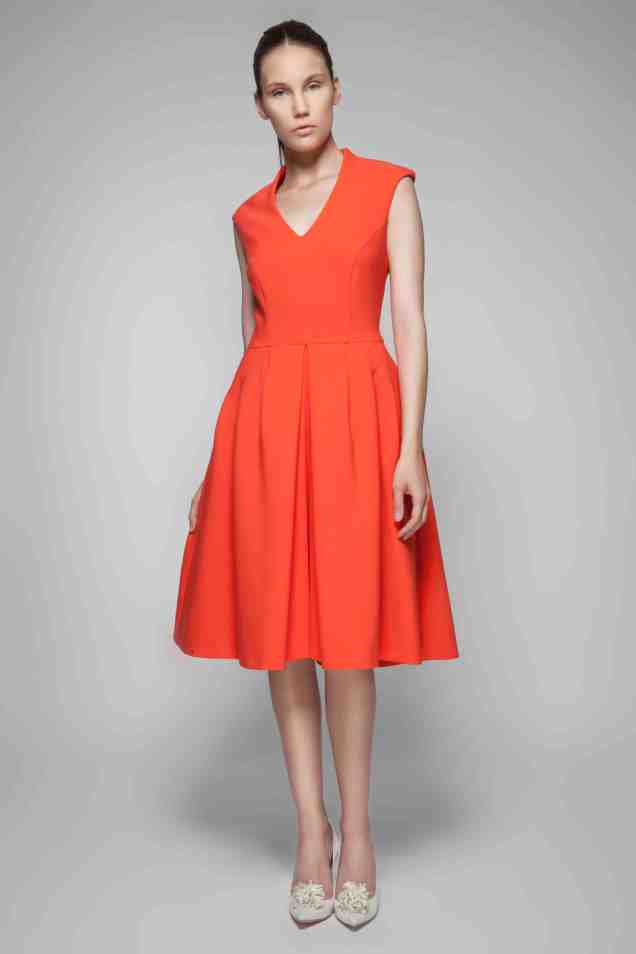 Townhall Dress Ornage Model Shot