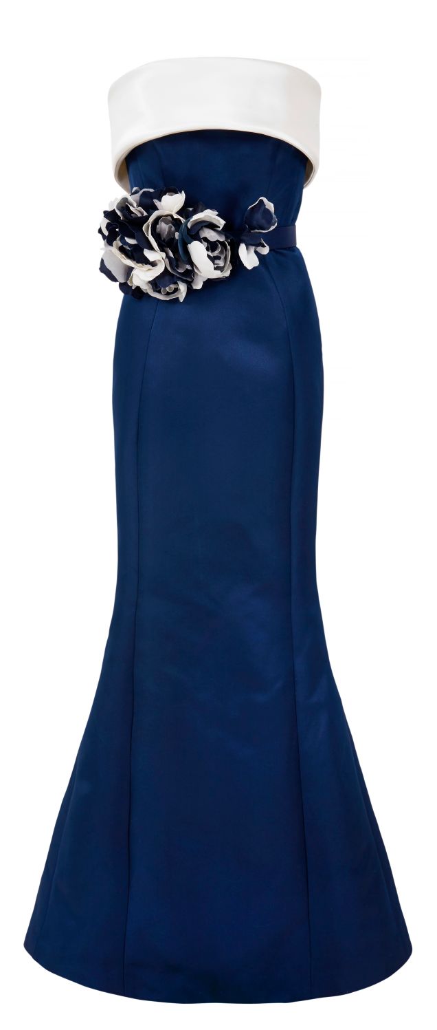 empire gown ink white corsage front low